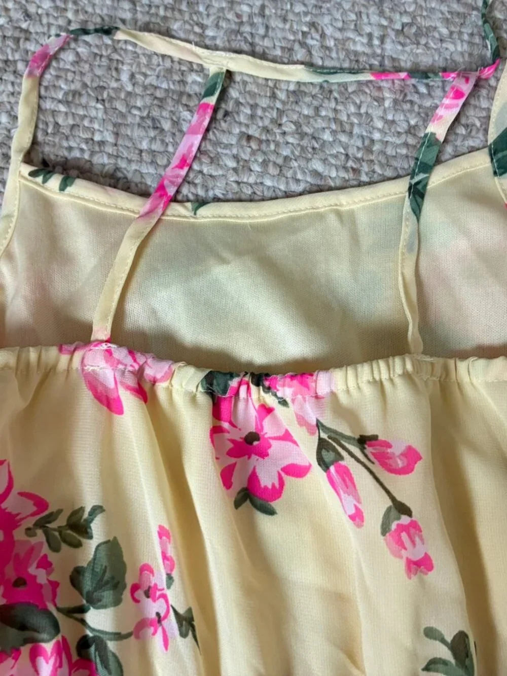 Children's Place Yellow Pink Flower Floral Girls Flared Asymmetry Dress 7 8 - Picture 6 of 9